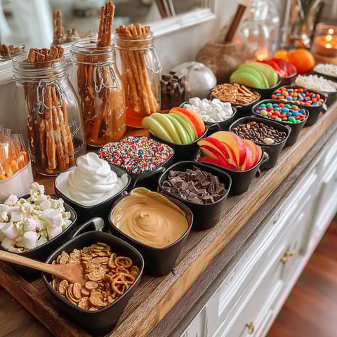 A table with a variety of foods on it.