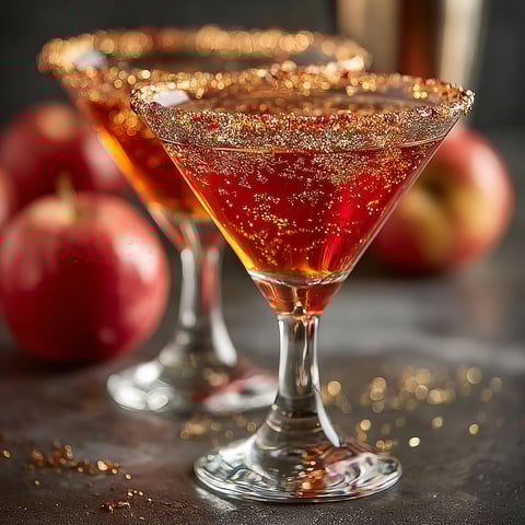 Two glasses of a Cursed Apple Martini.