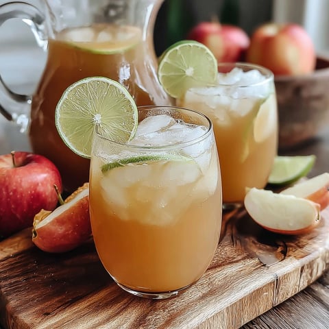 Two glasses of apple cider margarita on a table.