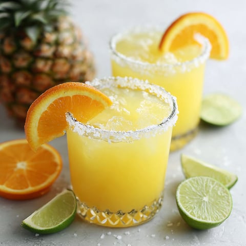 Two glasses of Cinco De Drinko on a table.
