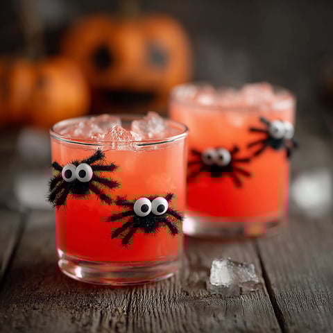 Two glasses of Spooky Spider Punch.