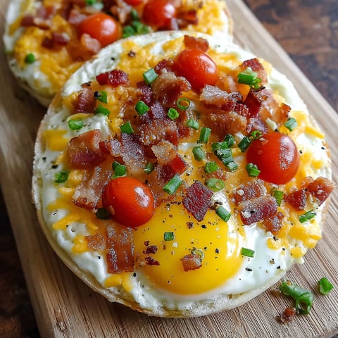 A breakfast pizza with bacon, tomatoes, and cheese.