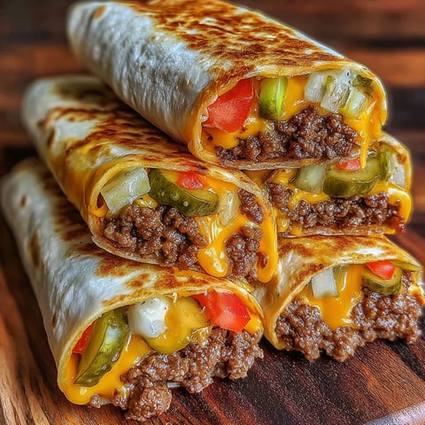 A stack of cheeseburger wraps.