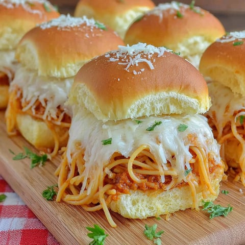 A plate of spaghetti sliders with cheese.