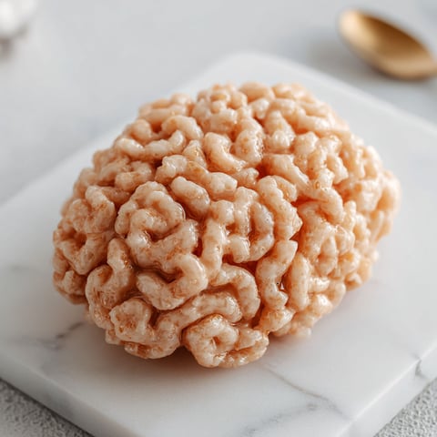 A rice krispie treat shaped like a brain.
