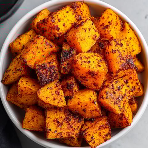 A bowl of cooked pumpkin with paprika.