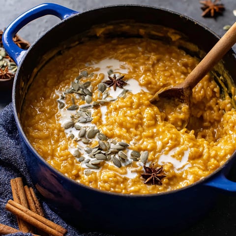 A bowl of creamy pumpkin arroz con leche.