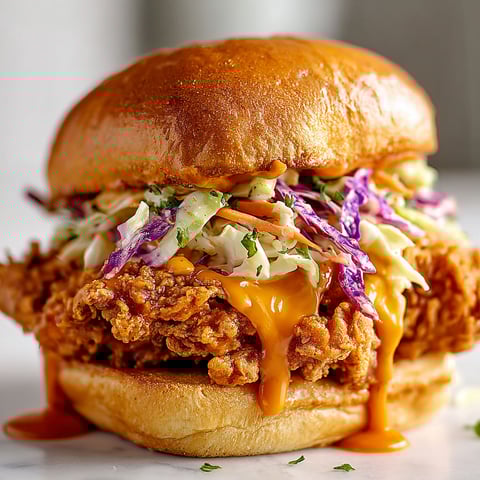A Crispy Buffalo Chicken Sandwich With Slaw.