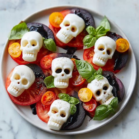A plate of food with skulls on it.