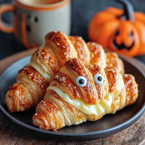 A croissant with a face drawn on it.
