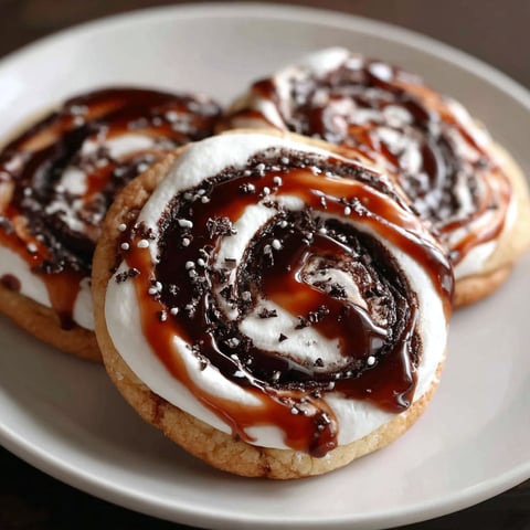 A plate of chocolate marshmallow swirl cookies.