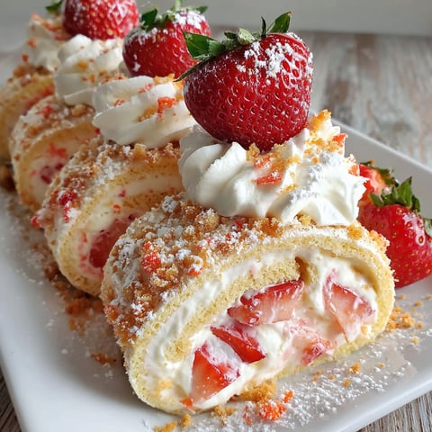 A plate of strawberry shortcake cheesecake rolls.