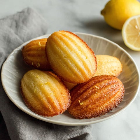 A plate of homemade lemon madeleines.