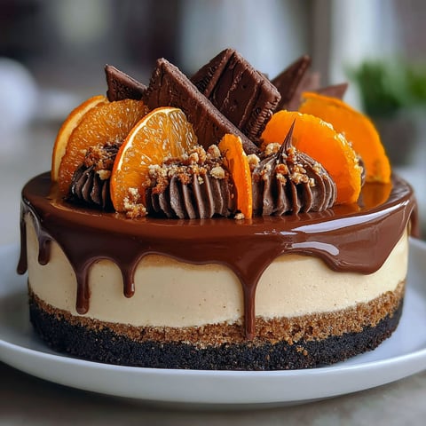 A slice of chocolate orange cheesecake.