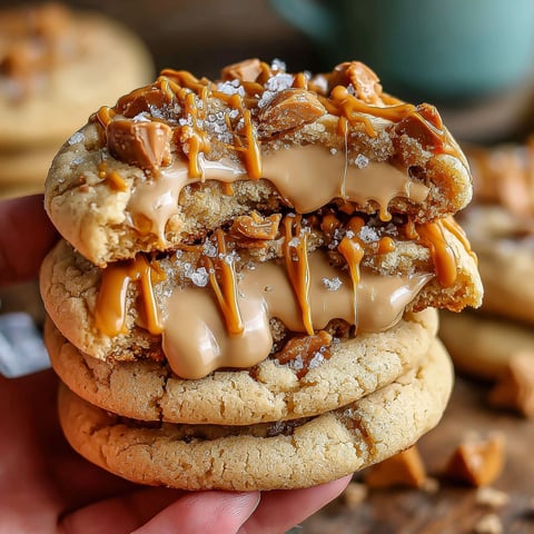 A cookie with caramel and nuts on top.