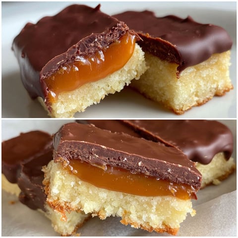 A close up of a homemade twix bar.