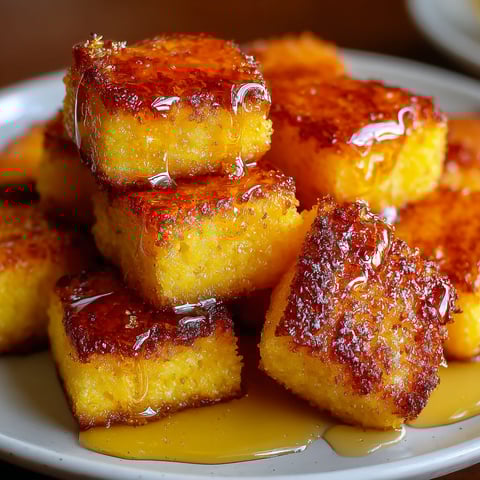 A plate of honey glazed cornbread poppers.