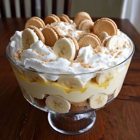 A glass bowl filled with banana slices and cookies.