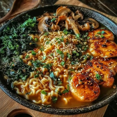 A bowl of noodles with mushrooms and seafood.