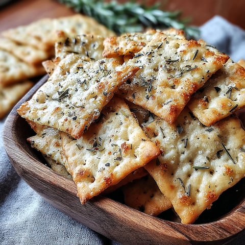 A wooden bowl filled with crispy sourdough crackers.