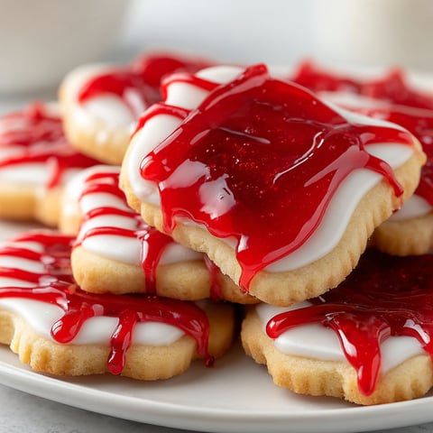 A plate of red raspberry glazed sugar cookies.