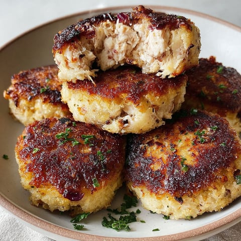 Crispy turkey cakes on a plate.