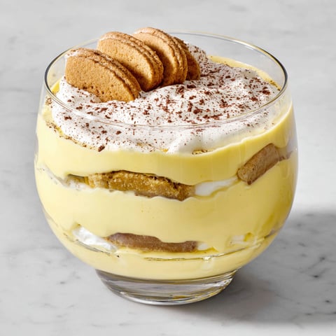 A glass of eggnog tiramisu.