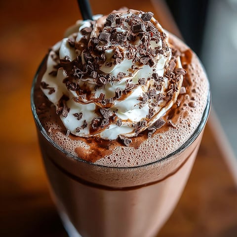 A glass of chocolate protein shake.