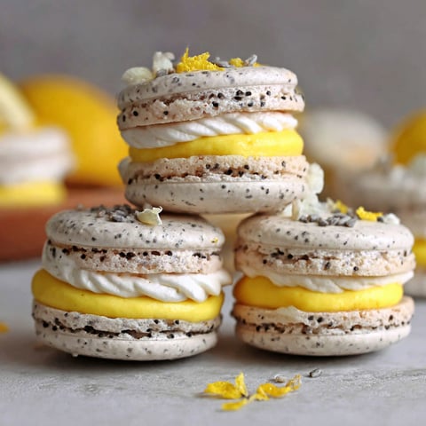 Lemon Poppy Seed Meringue Sandwiches.