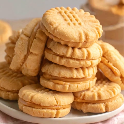 A stack of homemade copycat nutter butters.