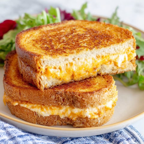 A grilled cheese sandwich on a plate.