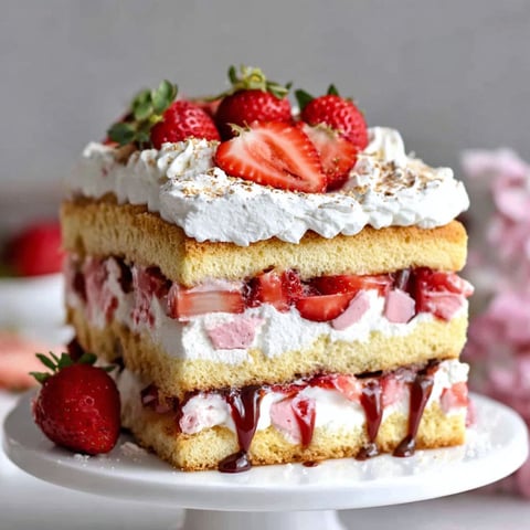 A slice of strawberry shortcake tiramisu.