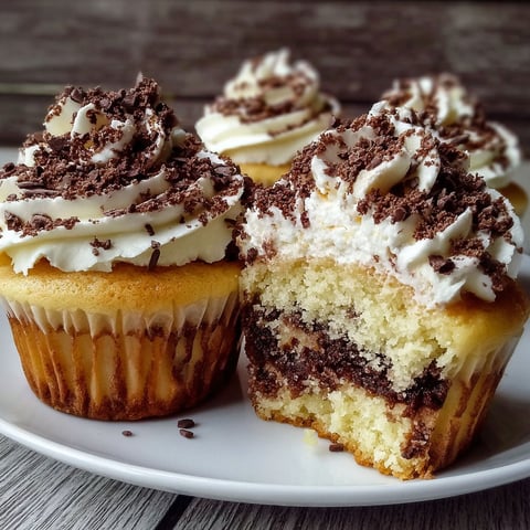 Two irresistible tiramisu cupcakes on a plate.