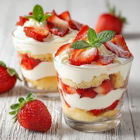 Two glasses of strawberry shortcake.