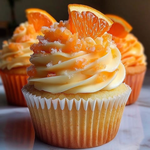 A cupcake with orange creamsicle frosting and white buttercream.