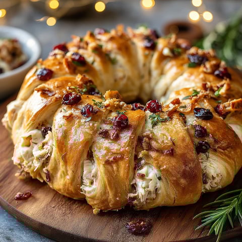 A savory turkey and cranberry crescent ring.