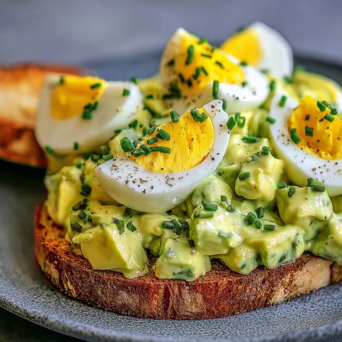 A plate of creamy avocado egg salad.