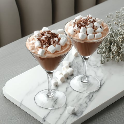 Two glasses of frozen hot chocolate martini.