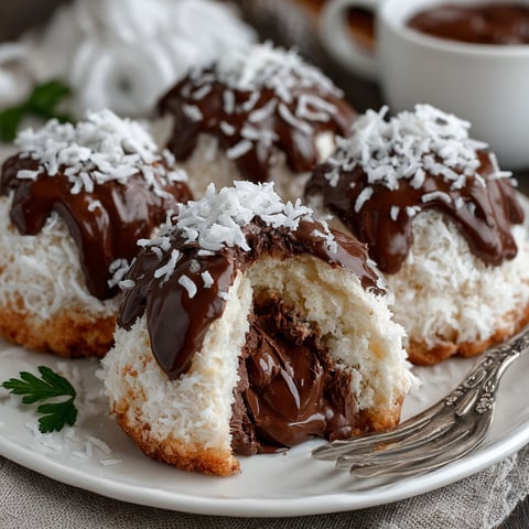 Coconut domes with chocolate spread.
