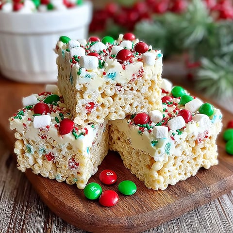 A white bowl with a slice of white christmas marshmallow rice bubble cake.