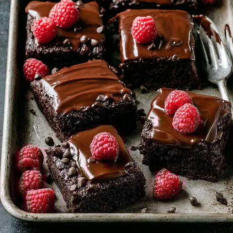 A close up of a chocolate cake with raspberries on top.