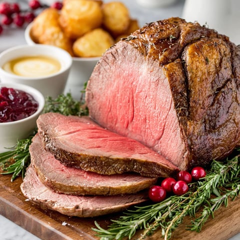 A large roast with a glaze on top.