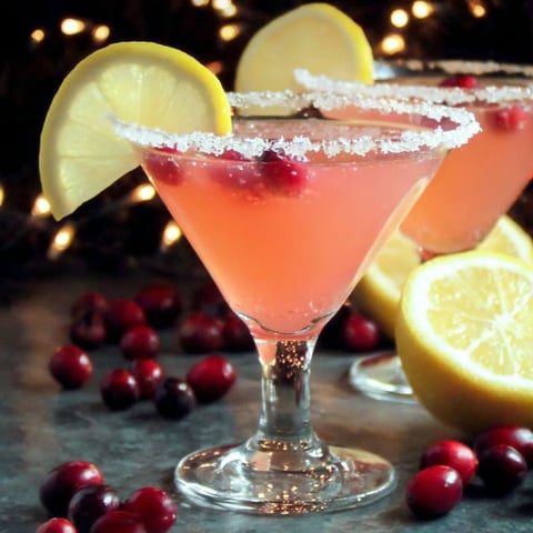 Two glasses of Cranberry Lemon Drop Martini.