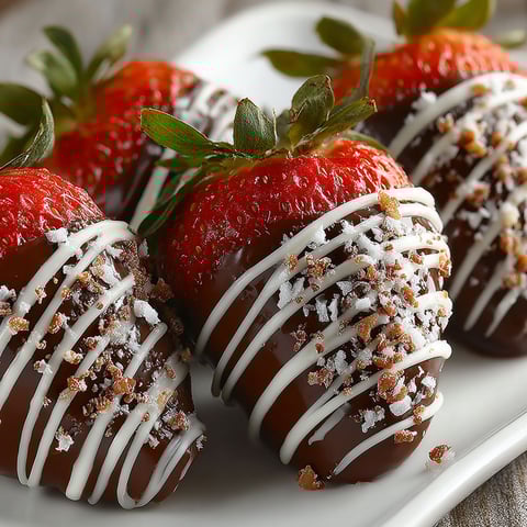 Chocolate covered strawberries on a plate.