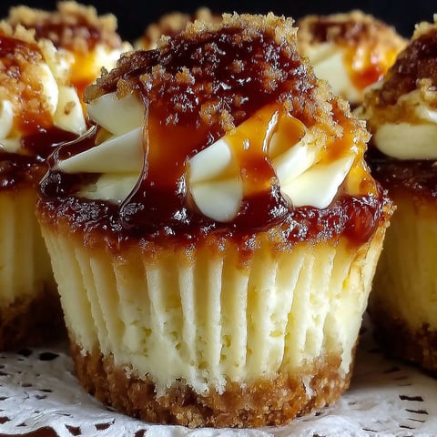 A close up of a vanilla bean crème brûlée cheesecake cupcake.