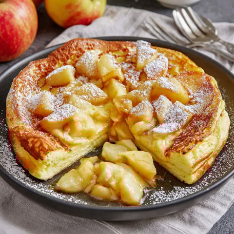 A slice of a perfect apple cinnamon pancake.