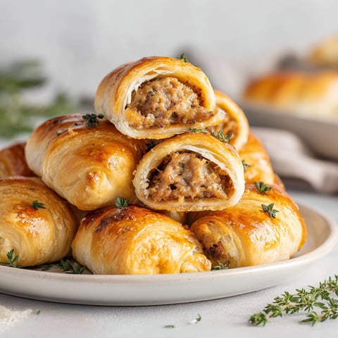 A plate of chicken and apple sausage crescent rolls.