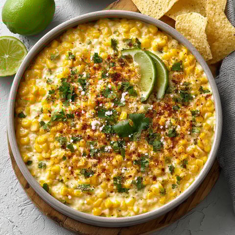 A bowl of Mexican street corn dip.