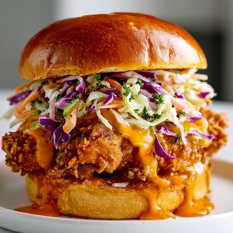 A Crispy Buffalo Chicken Sandwich With Slaw.