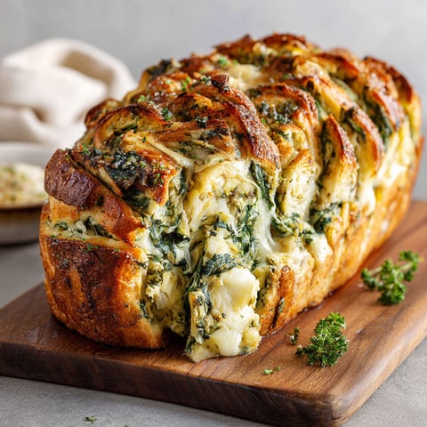 A vegan spinach and artichoke pull-apart bread.